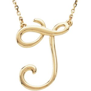 14K Yellow Gold Script Initial J 16" Necklace