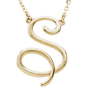14K Yellow Gold Script Initial S 16" Necklace