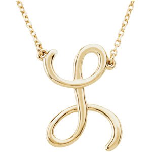 14K Yellow Gold Script Initial L 16" Necklace