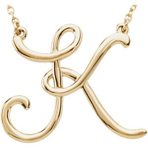 14K Yellow Gold Script Initial K 16" Necklace