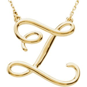 14K Yellow Gold Script Initial Z 16" Necklace