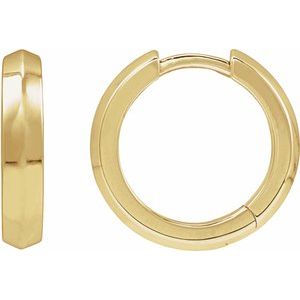 14K Yellow Gold Knife-Edge Hinge 14.5 mm Hoop Earring