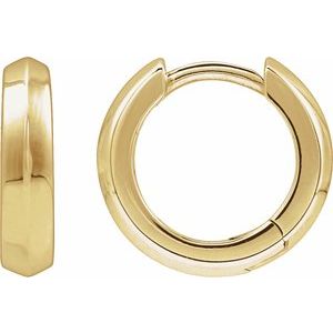 14K Yellow Gold Knife-Edge Hinge 11.9 mm Hoop Earring