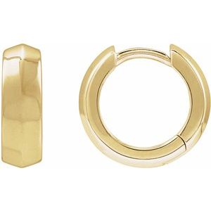14K Yellow Gold Knife-Edge Hinge 11.8 mm Hoop Earring