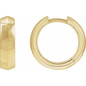 14K Yellow Gold Knife-Edge Hinge 14.5 mm Hoop Earring