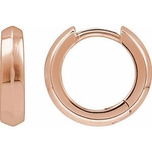 14K Rose Gold Knife-Edge Hinge 11.9 mm Hoop Earring