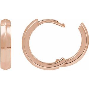 14K Rose Gold Knife-Edge Hinge 14.5 mm Hoop Earring