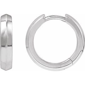 Platinum Knife-Edge Hinge 14.5 mm Hoop Earring