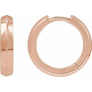 14K Rose Gold Knife-Edge Hinge 14.5 mm Hoop Earring
