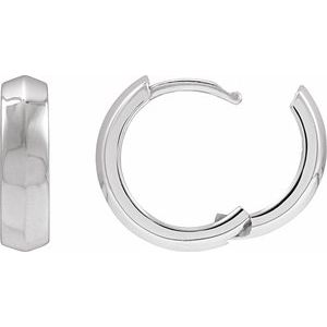 14K White Gold Knife-Edge Hinge 14.5 mm Hoop Earring
