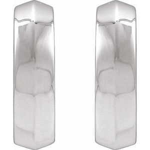 14K White Gold Knife-Edge Hinge 14.5 mm Hoop Earring