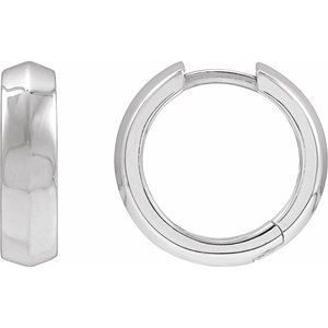 Sterling Silver Knife-Edge Hinge 14.5 mm Hoop Earring