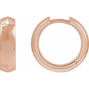 14K Rose Gold Knife-Edge Hinge 14.5 mm Hoop Earring