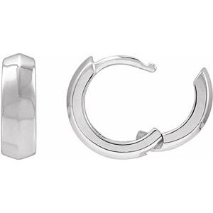 Sterling Silver Knife-Edge Hinge 11.8 mm Hoop Earring