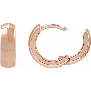 14K Rose Gold Knife-Edge Hinge 11.8 mm Hoop Earring