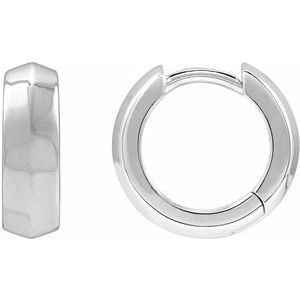 Platinum Knife-Edge Hinge 11.8 mm Hoop Earring