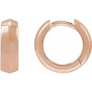 14K Rose Gold Knife-Edge Hinge 11.8 mm Hoop Earring