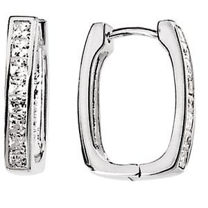 Sterling Silver Imitation Cubic Zirconia Hinged Hoop Earrings