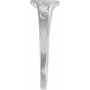 Platinum Oval Youth Cross Signet Ring