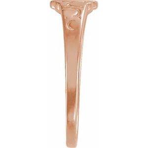 14K Rose Gold Oval Youth Cross Signet Ring