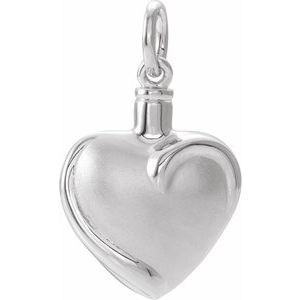 10K White Gold Heart Ash Holder 18" Necklace