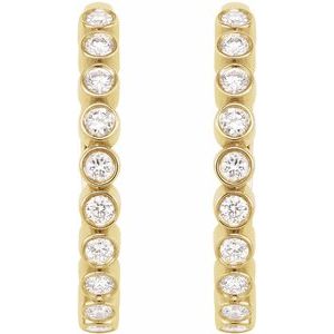 14K Yellow Gold 1/4 CTW Lab-Grown Diamond Hinged Hoop Earrings