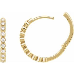 14K Yellow Gold 1/4 CT Natural Diamond Hinged Hoop Earrings