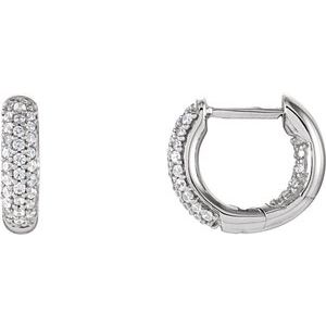 Sterling Silver Imitation White Cubic Zirconia Inside-Outside 14.25 mm Hoop Earrings