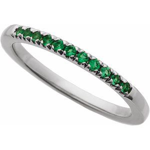 14K White Gold Lab-Grown Emerald Stackable Ring