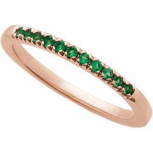 10K Rose Gold Lab-Grown Emerald Stackable Ring