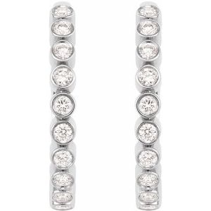 14K White Gold 1/4 CTW Lab-Grown Diamond Hinged Hoop Earrings