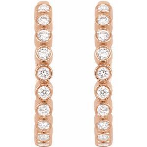 14K Rose Gold 1/4 CTW Lab-Grown Diamond Hinged Hoop Earrings