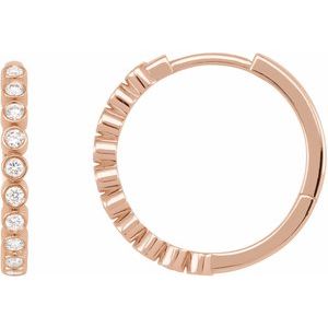 14K Rose Gold 1/4 CT Natural Diamond Hinged Hoop Earrings
