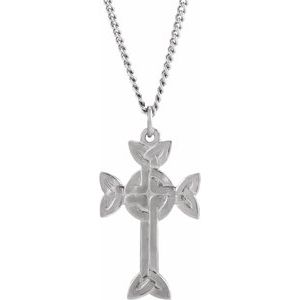 Sterling Silver Celtic-Inspired Cross 24" Necklace