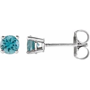 Sterling Silver 4 mm Natural Zircon Earrings