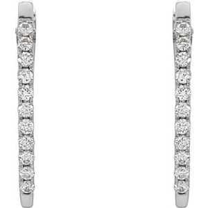 14K White Gold 1/3 CTW Natural Diamond Hoop Earrings