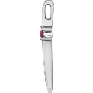 14K White Gold Natural Ruby Cross Pendant