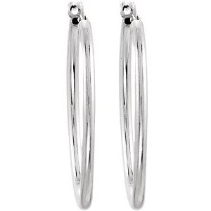 Sterling Silver 24x18 mm Tube Hoop Earrings