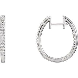 14K White Gold 3/4 CTW Natural Diamond Inside-Outside 26.7 mm Hoop Earrings