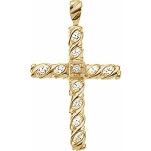 14K White Gold 35.5x25.5 mm 3/4 CTW Natural Diamond Cross Pendant
