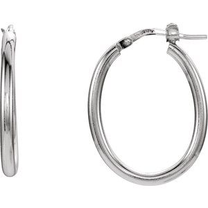 Sterling Silver 34x24 mm Tube Hoop Earrings