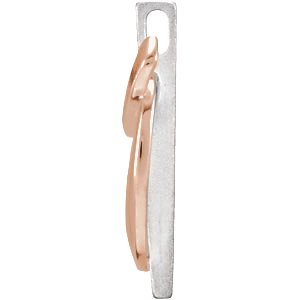 14K White/Rose Gold 16.2x8.5 mm Ribbon of Courage Pendant