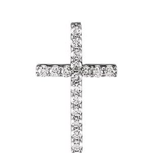 Platinum 5/8 CTW Natural Diamond Petite Cross Pendant