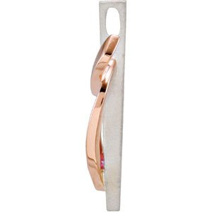 14K White/Rose Gold Natural Pink Sapphire Ribbon of Courage Pendant