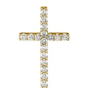14K Yellow Gold 1/5 CTW Natural Diamond Petite Cross 18" Necklace