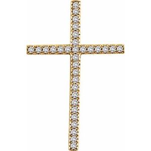 14K Yellow Gold 3/4 CTW Natural Diamond Cross Pendant
