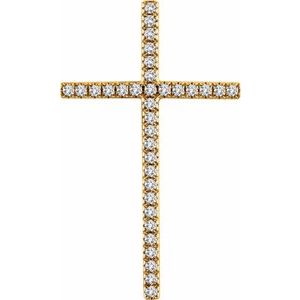 14K Yellow Gold 1 CTW Natural Diamond Cross Pendant