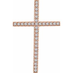14K Rose Gold 3/4 CTW Natural Diamond Cross Pendant