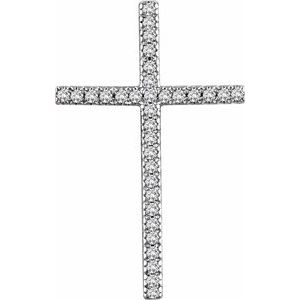 14K White Gold 1/2 CTW Natural Diamond Cross Pendant