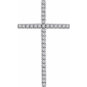 14K White Gold 1 CTW Natural Diamond Cross Pendant